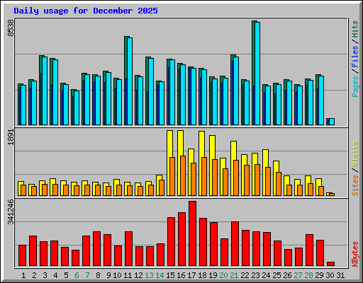 Daily usage for December 2025